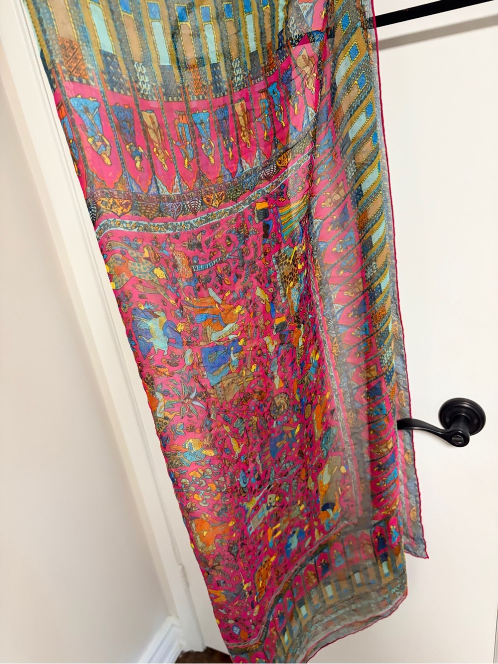 Hermes Fuchsia Multicolor Printed Swim Sarong